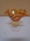 Vintage Imperial Marigold Carnival Glass Ruffled Edge Pedestal Bowl