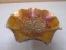 Northwood Grape Leaves Fluted Carnival Glass Bowl