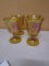 Set of 4 Vintage Indiana Glass Gold Carnival Glass Goblets