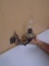 Antique Glass Oil Lamp in Original Iron Wall Mount Holder