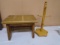 Small Vintage Wooden Stool & Vintage Wooden Cup Tree