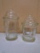 2pc Set of Heavy Glass Covered Jars