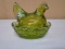 Vintage Mestmorland Green Glass Hen on Nest