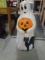 34in Tall Blowmolded Lighted Ghost w/ Pumpkin & Black Cat