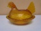 Vintage Indiana Glass Amber Hen on Nest
