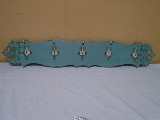 Vintage Look Wood and Metal Coat/Hat/Hanger w/5 Hooks
