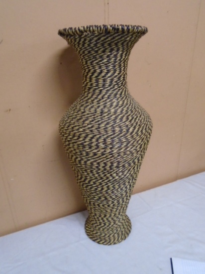 Large Metal Frame Wicker Vase