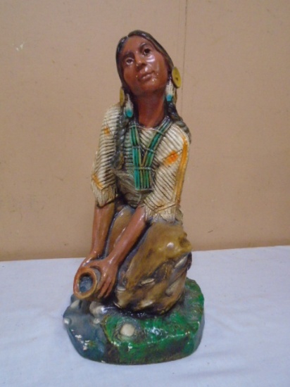 Vintage Chalk Indian Squaw Statue