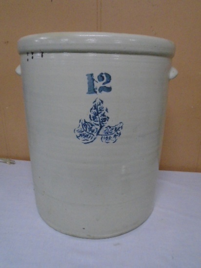 12 Gallon Blue Leaf Crock