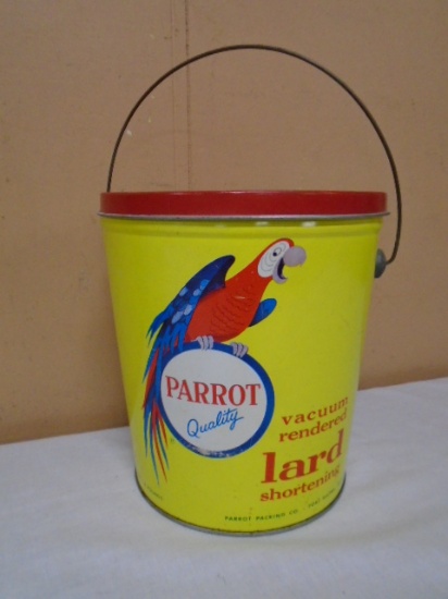 Vintage Metal Parrot 8lb Lard Can
