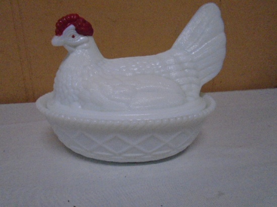 Vintage Westmorland Milk Glass Hen on Nest