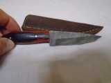Custom Hadnmade Damascus Blade Knife w/Leahter Sheath