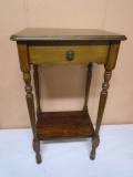 Beautiful Antique Solid Wood Side Table w/ Drawer