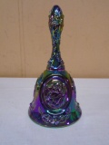 Vitage Fenton Plum Caarnival Madonna and Child Art Glass Bell