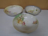 3 Pc. Group of Beautiful German and Prussial Deep Serving Bowls