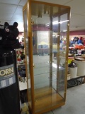 Beautiful Solid Oak Glass Front and Sides Lighted Curio Cabinet