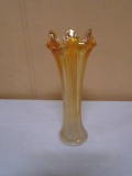 Vintage Fenton Fine Rib Marigold Swung Glass Vase