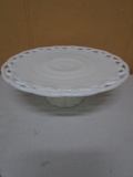 Colony Mid-Century Lace Edge Milk Glass Cake Stand