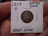 1858 O-Mint Half Dime
