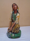 Vintage Chalk Indian Squaw Statue