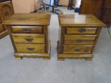 2 Matching Beautiful Solid Wood 3 Drawer Night Stands