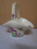 Beautiful Gold Trimmed Porcelain Basket w/ Humming Birds
