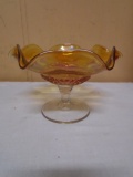 Vintage Imperial Marigold Optic Flute Carnival Glass Compote