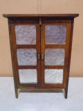 Vintage Small Wooden Punch Tin Front Cabinet