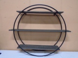 Metal and Wood 3 Tier Wall Shelf