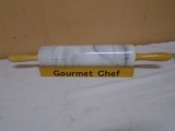 Gourmet Chef Marble Rolling Pin w/ Wooden Holder