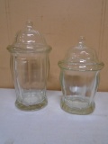 2pc Set of Heavy Glass Covered Jars