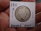 1911 S-Mint Silver Barber Half Dollar