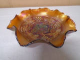 Northwood Amethyst Carnival Grape & Cable Fluted Bowl