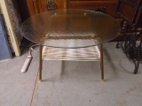 Round Glass Top  MCM Side Table