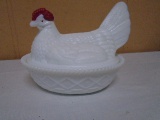Vintage Westmorland Milk Glass Hen on Nest