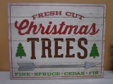 Wooden Galvinized Metal Arrow Christmas Trees Sign