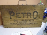 Antique Wooden Petro Oil Burner Advertisment Case w/ Manual