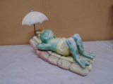 Frog Under Umbrella Garden Statue