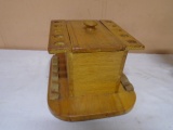 Vintage Oak 10 Pipe Pipe Stand w/ Tobacco Storage