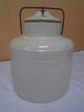 Antique Stoneware Lidded Jar Crock w/ Wire Bale Seal