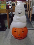 36in Tall Blowmolded Lighted Ghost on Pumpkin