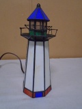 Leaded Glass Light House Accent Light