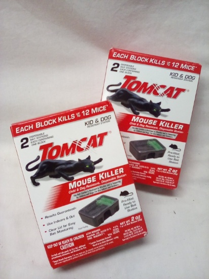 2 TomCat Mouse Killer Disposable Station Dual Packs w/ Blocks
