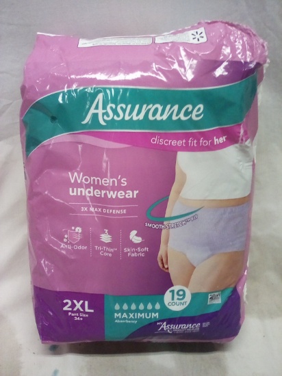 Assurance Discreet 19Ct Pack of Womens 2XL Underwear