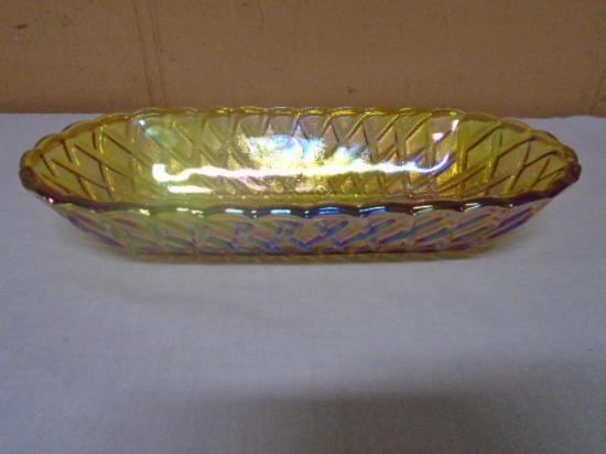 Vintage Indiana Glass Pretzel Amber Carnival Glass Celery Dish