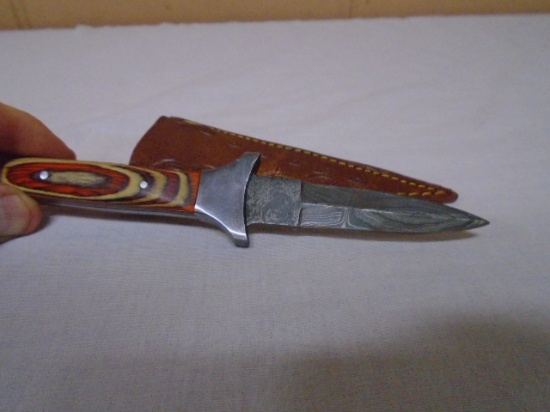 Custom Handmade Damascus Blade Knife w/Leather Sheath