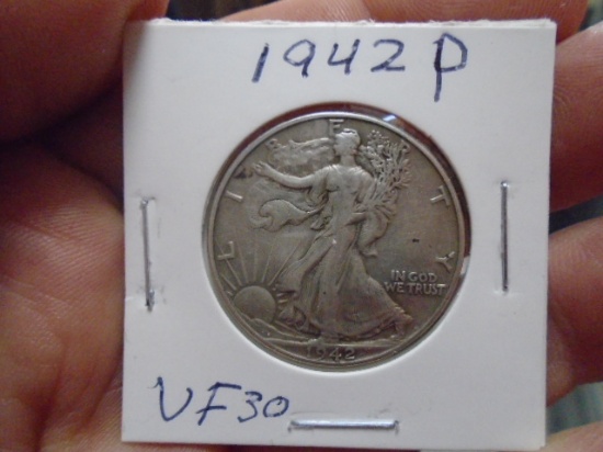 1942 P Mint Silver Walking Libety Half Dollar