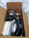 housewares, women’s clothing & hardware box lot 10x17x11”