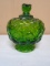 Vintage LE Simth Green Moon and Stars Covered Candy Dish