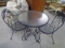 Round Glass Top Metal Patio Table w/ 2 Matching Chairs